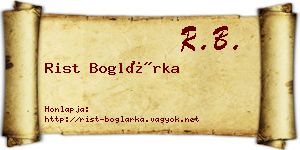 Rist Boglárka névjegykártya